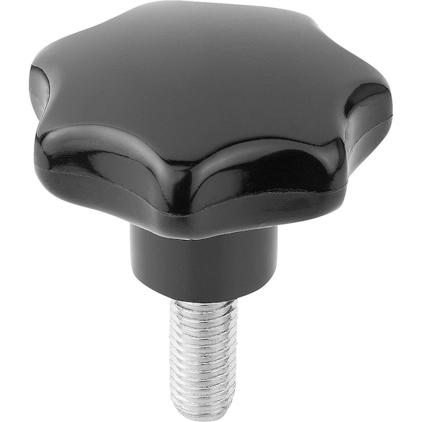 Kipp Star Grip Similar To DIN6336 D=M16X60, D1=80 H=50, Form:L, Thermoset High Polish Black, Comp:Steel K0152.48016X60 - main
